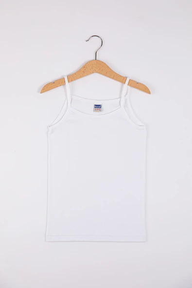 Berrak Kız Çocuk Ribana İp Askılı Atlet 2520 - 6 Adet  Beyaz 6 No:8-9 Yaş ürün görseli 1