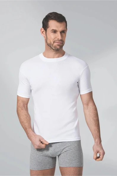 Namaldi Erkek Ribana Sıfır Yaka Fanila Atlet 114 - 6 Adet  Beyaz 2XL ürün görseli 1