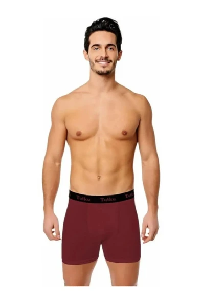 Tutku Erkek Likralı Sporcu  Boxer 0400 - 6 Adet  M Bordo ürün görseli 1