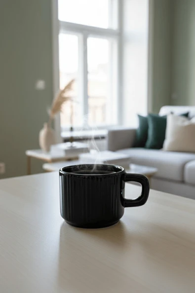 El Yapımı 260 ml Siyah Parlak Seramik Mug Çay Kahve Kupası MIT1301 ürün görseli 1