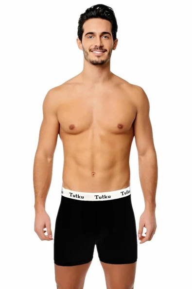 Tutku Erkek Likralı Sporcu  Boxer 0400 - 6 Adet  Siyah M ürün görseli 1