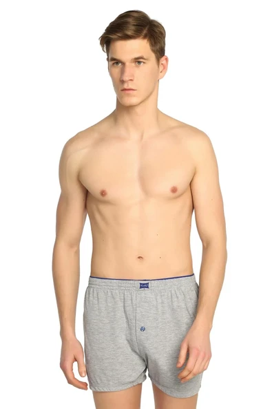Tutku Erkek Penye Düğmeli Düz Renkli Boxer 0117 - 12 Adet  M Gri ürün görseli 1
