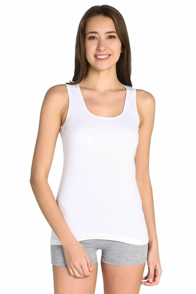 Tutku Kadın Ribana Geniş Askılı Beyaz Atlet 0136 - 6 Adet  Beyaz 3XL ürün görseli 1