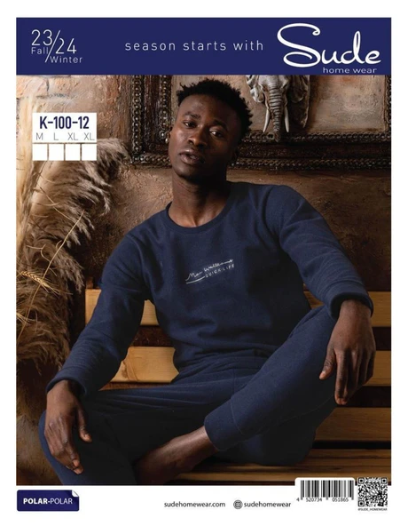 Sude Erkek Kışlık Polar Pijama Takımı K100/12 - 1 Adet  Lacivert 2XL ürün görseli 1