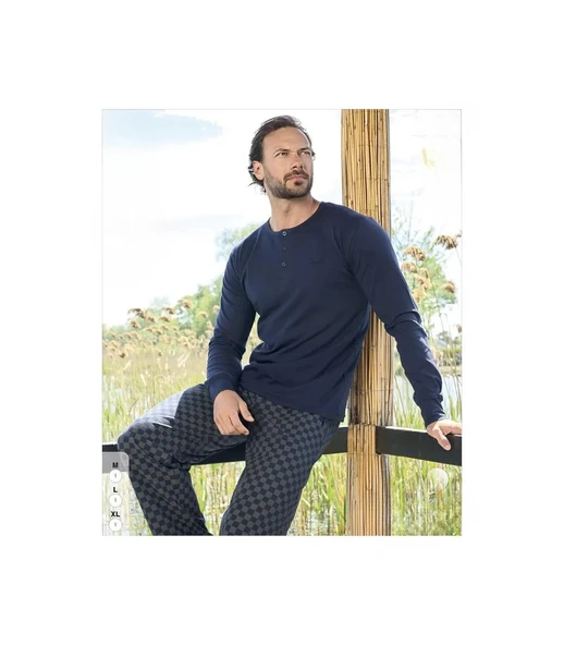 Aydoğan Erkek Modal Uzun Kollu  Pijama Takımı 3437 - 1 Adet  M Lacivert ürün görseli 1