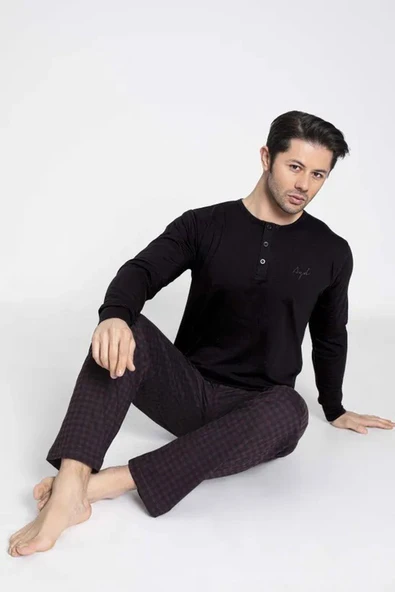 Aydoğan Erkek Modal Uzun Kollu  Pijama Takımı 3426 - 1 Adet  Siyah M ürün görseli 1