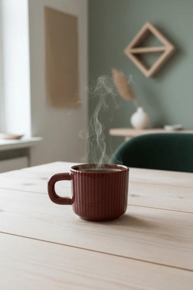 El Yapımı 260 ml Bordo Parlak Seramik Mug Çay Kahve Kupası MIT1303 ürün görseli 1
