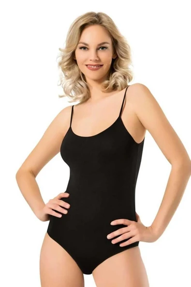 Namaldı Kadın Likralı İp Askılı Kancalı Body 261 - 6 Adet   XL Siyah ürün görseli 1