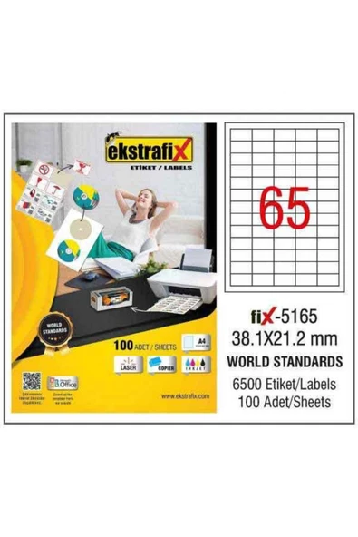 Ekstrafix Laser Etiket 38,1X21,1Mm Q Fix-5165 (100 Lü Paket) ürün görseli 1