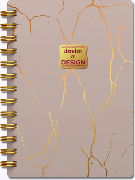 Denden Altın Seri Spiralli Not Defteri Mermer Bej 17X24Cm Çizgili ürün görseli 1
