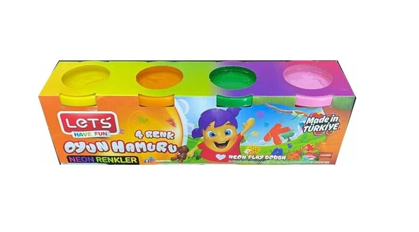 Lets 4 Renk Neon Oyun Hamuru 440 Gram L8440N ürün görseli 1