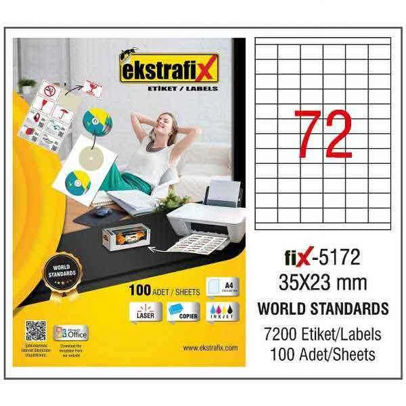 Ekstrafix Laser Etiket 35X23Mm Fix-5172 (100 Lü Paket) ürün görseli 1