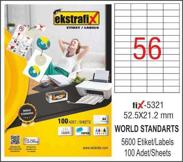 Ekstrafix Laser Etiket 52,5X21,2Mm Fix-5321 (100 Lü Paket) ürün görseli 1