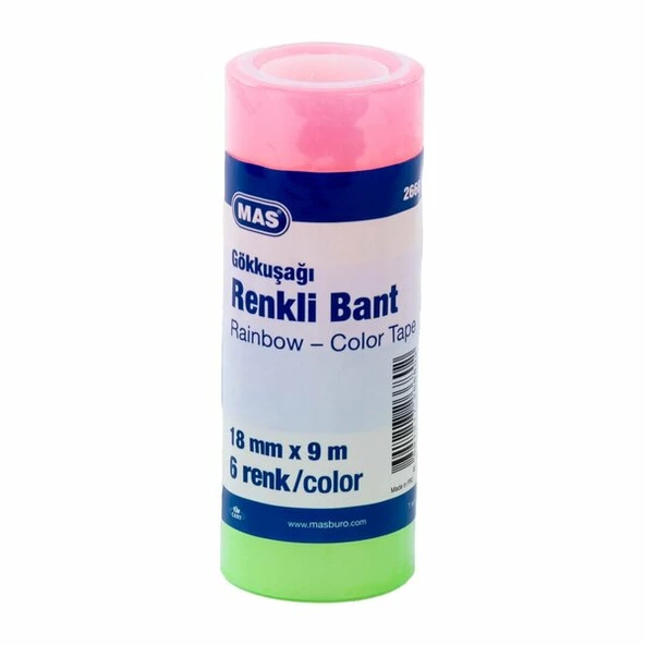 Mas Renkli Şeffaf Bant Seti 18 Mm X 9 Metre 6 Renkli Set 2668 ürün görseli 1