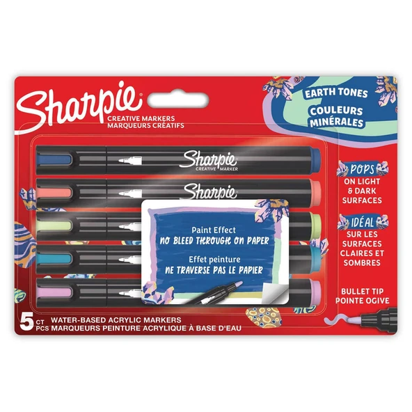 Sharpie Akrilik Markör Kalem Doğa Tonları Yuvarlak Uç 5 Renk Bl Sh-2213380 ürün görseli 1