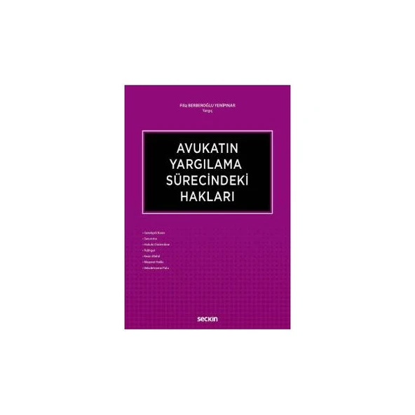 Avukatın Yargılama Sürecindeki Hakları Filiz Berberoğlu Yenipınar 29 2018/03 ürün görseli 1