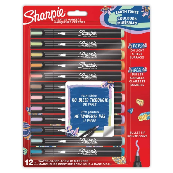 Sharpie Akrilik Markör Kalem Doğa Tonları Yuvarlak Uç 12 Renk Bl Sh-2213421 ürün görseli 1
