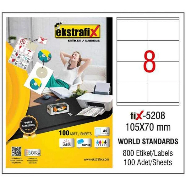 Ekstrafix Laser Etiket 105X70Mm Fix-5208 (100 Lü Paket) ürün görseli 1