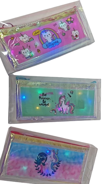 Joyz İşıklı Desenli Kalem Çantası Unicorn 3/S Jy-0029-03 (Karışık Renk 1 Adet) ürün görseli 1