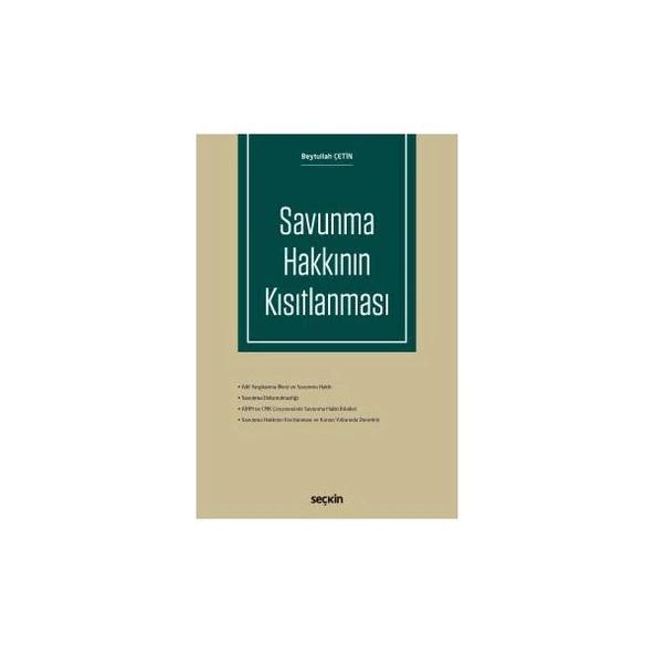 Savunma Hakkının Kısıtlanması Beytullah Çetin 2018/01 ürün görseli 1