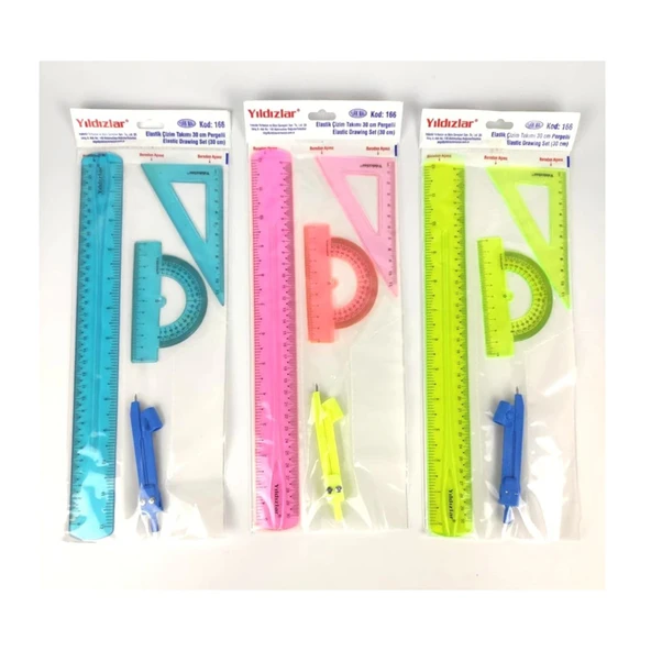 Yıldızlar Elastik Çizim Takımı 30 Cm Pergelli 166 - Resim 2