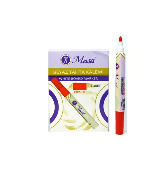Masis Beyaz Tahta Kalemi Kırmızı Wm03-K (12 Li Paket) ürün görseli 1