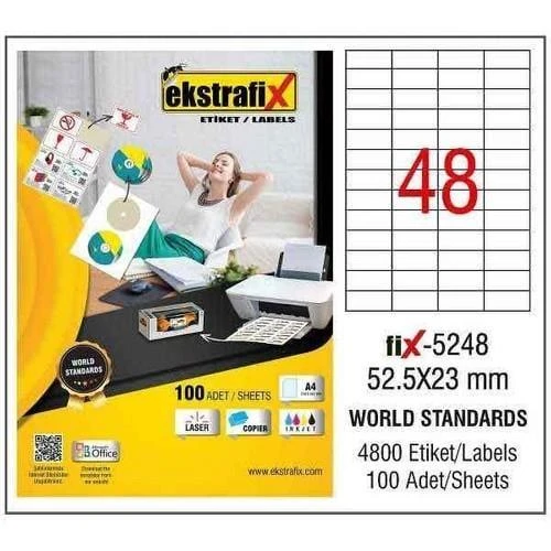 Ekstrafix Laser Etiket 52,5X23Mm Fix-5248 (100 Lü Paket) ürün görseli 1