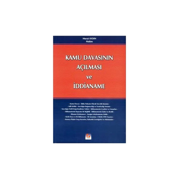 Kamu Davasının Açılması ve İddianame Murat Aydın 2003/01 ürün görseli 1