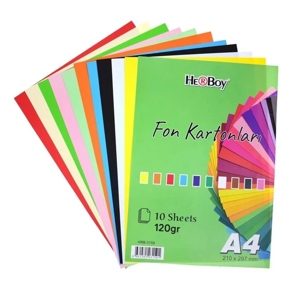 Herboy Fon Kartonu A4 Karışık 10 Lu Poşet ürün görseli 1