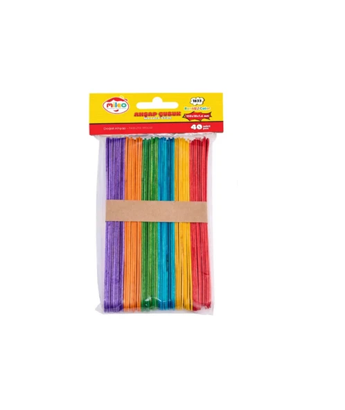 Mileo Ahşap Çubuk Kare 150X18X1,6 Mm Renkli 40 Lı ürün görseli 1