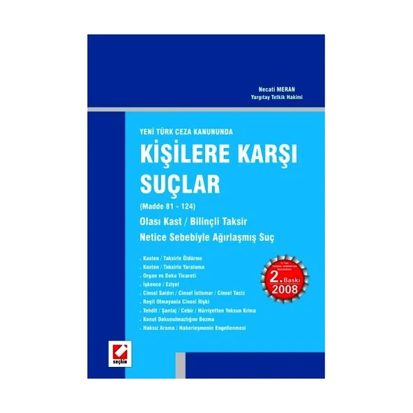 Kişilere Karşı Suçlar (2. Baskı) Necati Meran 2008/01 ürün görseli 1