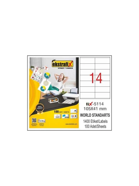 Ekstrafix Laser Etiket 105X41Mm Fix-5114 (100 Lü Paket) ürün görseli 1