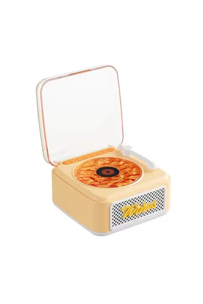 Nostalji Mini Plak Görünümlü Radyolu Bluetooth Hoparlör 3d Ses Dalgası Retro Müzik Plak Sarı mirEM0015K-pikap3 ürün görseli 1