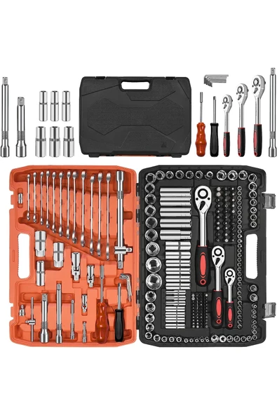 STAXX POWER Germany Cr-v Max 1/4 Cırcırlı 216 Parça Lokma Anahtar Takımı Oto Tamirci Full Tam Set ürün görseli 1