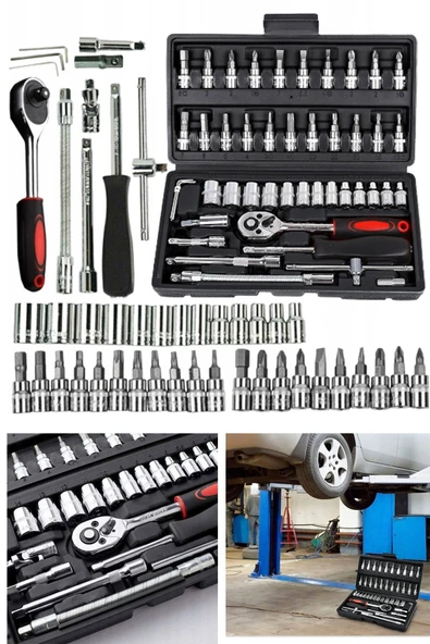 STAXX POWER 46 Parça Mini Lokma Takımı Otomatik Cırcırlı 1/4" Wrench Set Yüksek Kalite CR-V Kombinasyon Alet Set ürün görseli 1