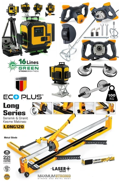 stilmax EcoPlus4 Seramik Usta Seti : Boya ve Harç Karıştırıcı Mikser-2'li Vantuz-120mm Fayans Kesme-Lazer ürün görseli 1