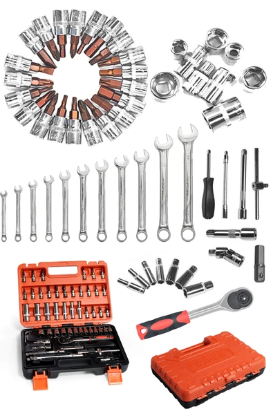 STAXX POWER Profesyonel CR-V 1/4 Cırcırlı 53 Parça Tam Set Lokma Takımı + 12 Parça Kombine Anahtar Usta Seti ürün görseli 1