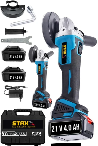 STAXX POWER 21v 4 Ah Brushless Motor Turbo Şarjlı Metal Başlık Çift Akülü Spiral Taşlama Metal Kesme 125mm ürün görseli 1