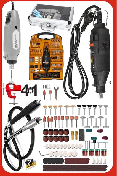 STAXX POWER Muhteşem İkili 12V Gravur + Devir Ayarlı 500W Gravür Seti Bol Aksesuarları Hobi Oyma Taşlama Set ürün görseli 1