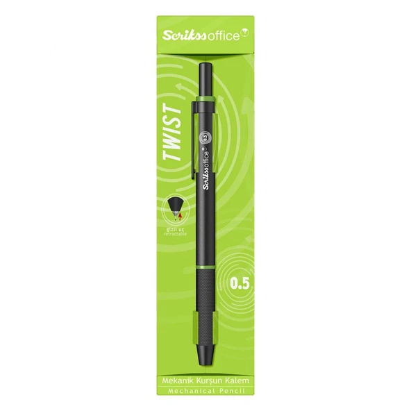 Scrikss Twist Versatil Kalem (Mekanik Kurşun Kalem) 0.5 Mm Yeşil Şeffaf Ambalaj T00STCC5TWS11A ürün görseli 1
