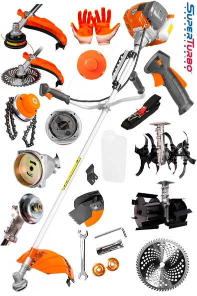 SUPERTURBO Germany FullMax 20HPX  Yan Tipi Benzinli Motorlu Ot Çalı Tırpanı + Toprak Eşeleme + Akrobat Çapa ürün görseli 1
