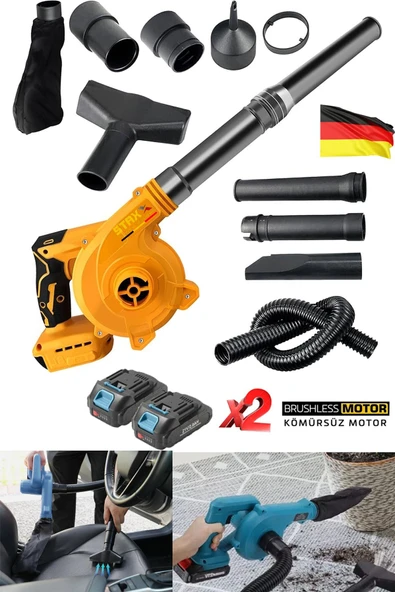 STAXX POWER Tetikten Devir Ayarlı x2 Akülü Yaprak Kar Toz Üfleme Temizleme Araç İçi Temizleme Makinesi 40V 10AH ürün görseli 1