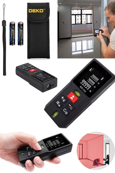 DEKO TURKEY Dijital Göstergeli 60Mt Mesafe Ölçüm Yapabilen Çift Terazili Lazermetre Lazer Ölçüm Mesafe Ölçer ürün görseli 1