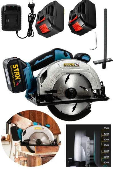 STAXX POWER Hd-xr Lion Çift Akü Kömürsüz Fast Motor 185mm Akülü Daire Testere Sunta Ahşap Kesme Testere 48v 10ah ürün görseli 1