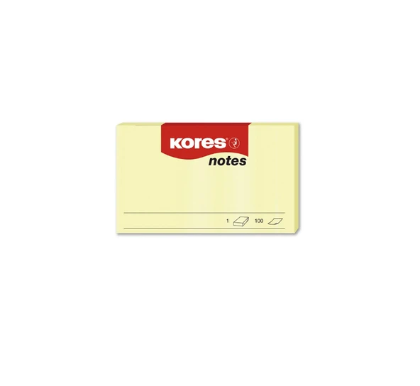 Kores Yapışkanlı Not Kağıdı Sarı 75X50Mm 100 Sayfa (12 Li Paket) ürün görseli 1
