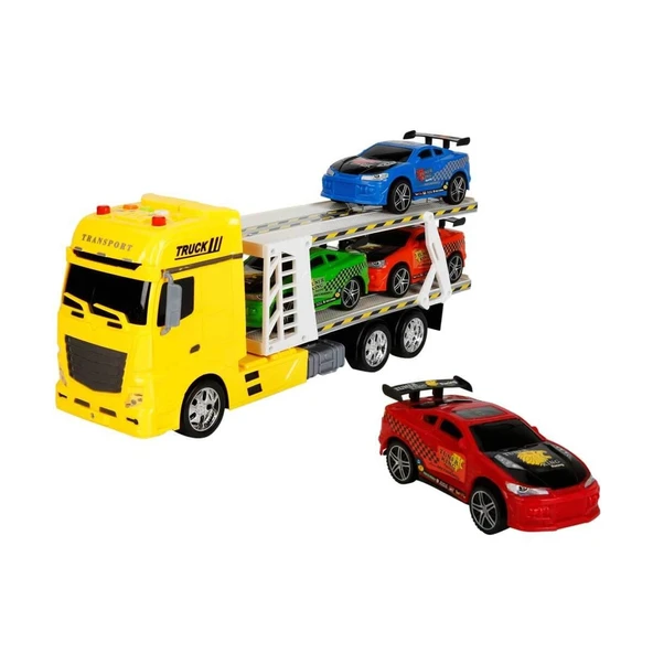 Sunman Oyuncak 1:24 Maxx Wheels Sesli ve Işıklı 2 Katlı Transporter Tır 44Cm 4 Araçlı S02002326 ürün görseli 1
