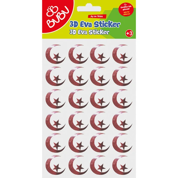 Bu-Bu Simli Eva Sticker Yuvarlak Türk Bayrağı Bubu-Sts048 ürün görseli 1