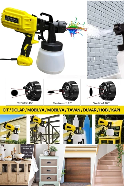 STAXX POWER Yüksek Güçlü Elektrikli Duvar Araç Ahşap Boyama Sprey Boya Tabancası Püskürtme Sprey Tabancası 5000W ürün görseli 1