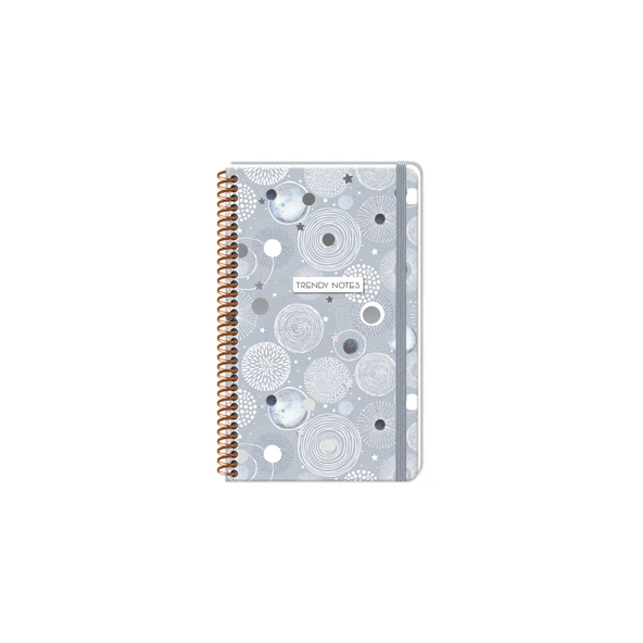 Keskin Color Sert Kapak Spiralli Not Defteri Beads Silver 13X21Cm 80 Yaprak Çizgili 410233-99 ürün görseli 1