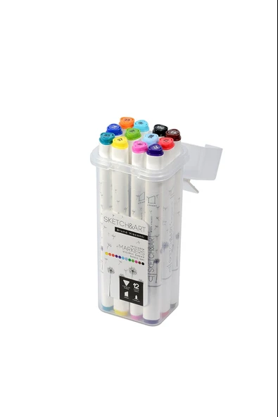 Bruno Visconti Twin Marker Sketch - Art Çift Taraflı Markers Kalem 12 Renk 22-007 209302 ürün görseli 1